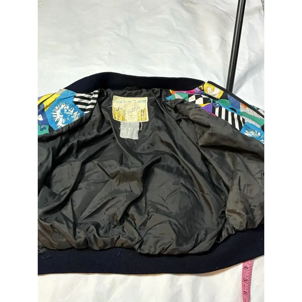 Vintage 80s L Ocean Pacific Bomber Jacket Abstract Wearable Pop Art Oversized - Picture 6 of 7